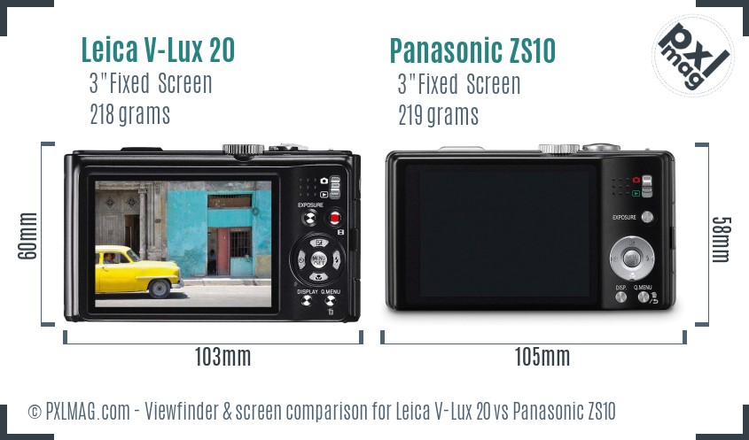 Leica V-Lux 20 vs Panasonic ZS10 Screen and Viewfinder comparison