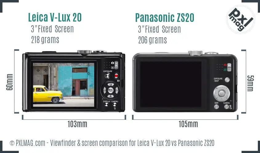 Leica V-Lux 20 vs Panasonic ZS20 Screen and Viewfinder comparison