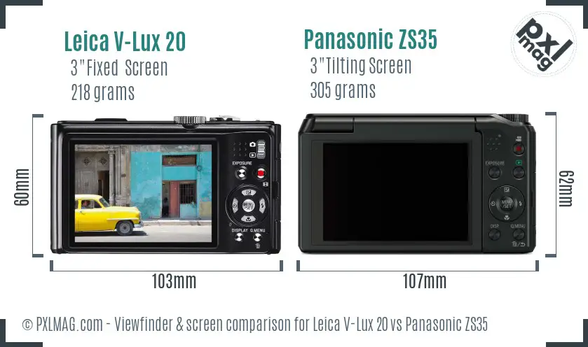 Leica V-Lux 20 vs Panasonic ZS35 Screen and Viewfinder comparison