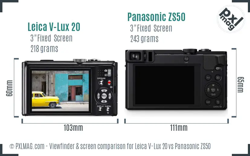 Leica V-Lux 20 vs Panasonic ZS50 Screen and Viewfinder comparison Leica V-Lux 20 vs Panasonic ZS50 Screen and Viewfinder comparison