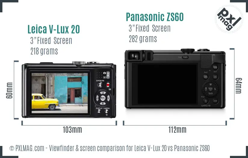 Leica V-Lux 20 vs Panasonic ZS60 Screen and Viewfinder comparison