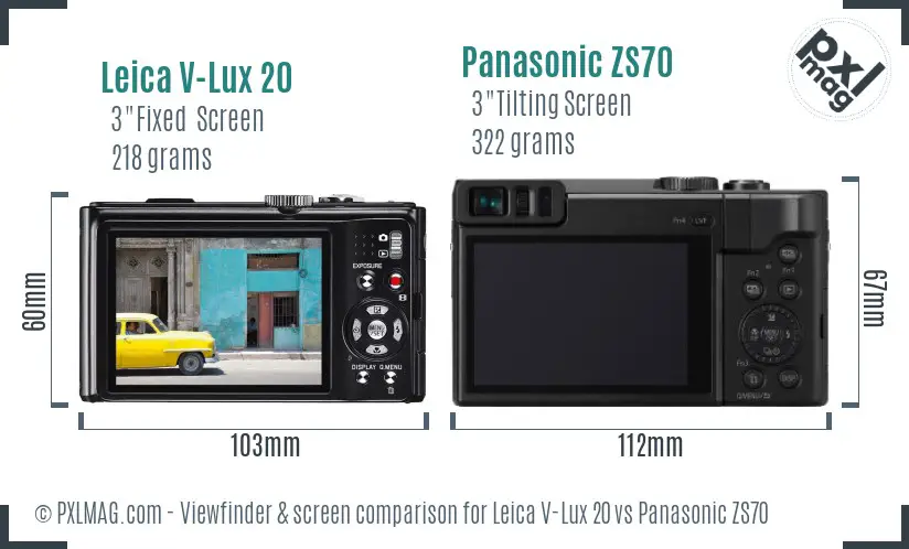 Leica V-Lux 20 vs Panasonic ZS70 Screen and Viewfinder comparison