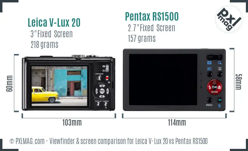 Leica V-Lux 20 vs Pentax RS1500 Screen and Viewfinder comparison