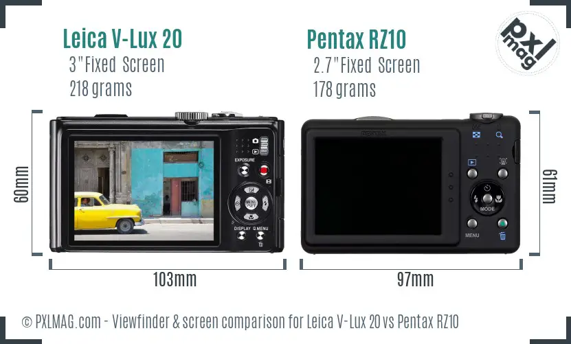 Leica V-Lux 20 vs Pentax RZ10 Screen and Viewfinder comparison Leica V-Lux 20 vs Pentax RZ10 Screen and Viewfinder comparison