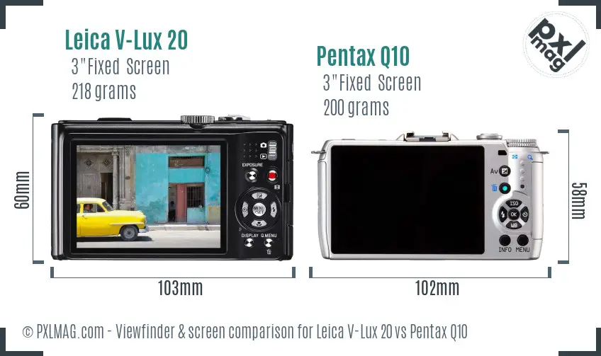 Leica V-Lux 20 vs Pentax Q10 Screen and Viewfinder comparison