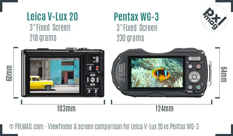 Leica V-Lux 20 vs Pentax WG-3 Screen and Viewfinder comparison