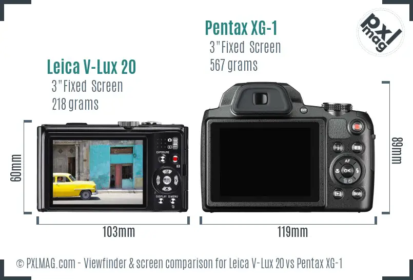 Leica V-Lux 20 vs Pentax XG-1 Screen and Viewfinder comparison