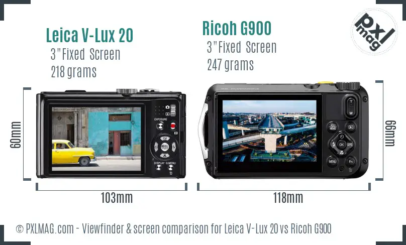 Leica V-Lux 20 vs Ricoh G900 Screen and Viewfinder comparison