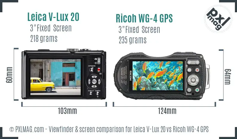 Leica V-Lux 20 vs Ricoh WG-4 GPS Screen and Viewfinder comparison