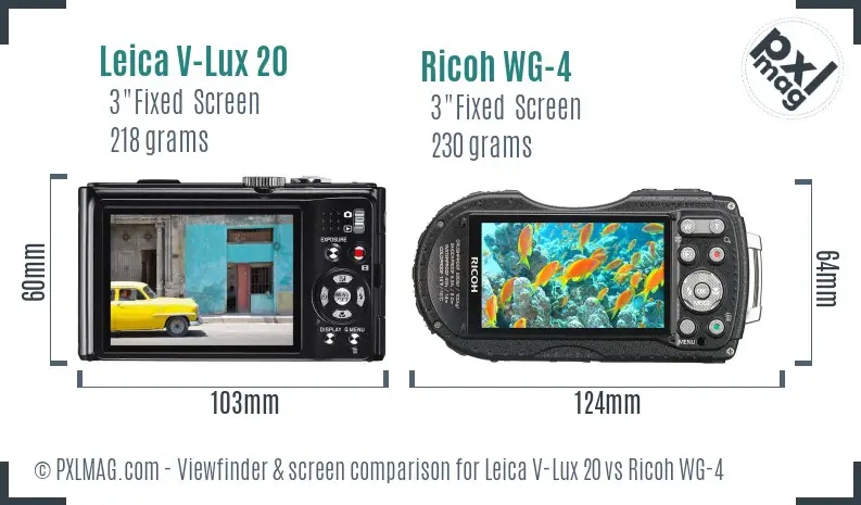 Leica V-Lux 20 vs Ricoh WG-4 Screen and Viewfinder comparison