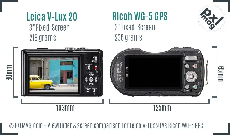 Leica V-Lux 20 vs Ricoh WG-5 GPS Screen and Viewfinder comparison