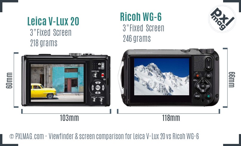 Leica V-Lux 20 vs Ricoh WG-6 Screen and Viewfinder comparison
