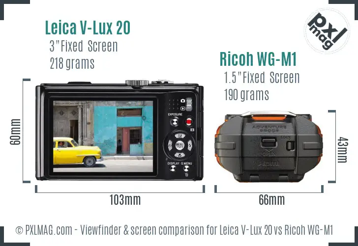 Leica V-Lux 20 vs Ricoh WG-M1 Screen and Viewfinder comparison