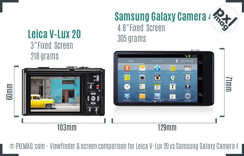 Leica V-Lux 20 vs Samsung Galaxy Camera 4G Screen and Viewfinder comparison