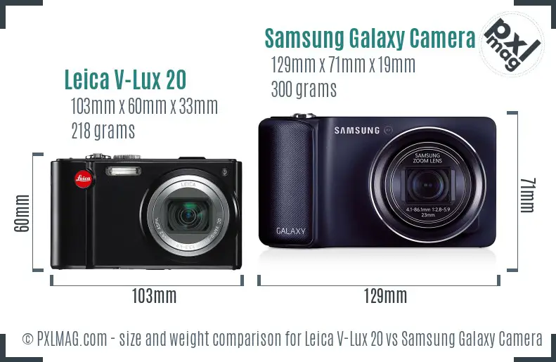 Leica V-Lux 20 vs Samsung Galaxy Camera size comparison Leica V-Lux 20 vs Samsung Galaxy Camera size comparison