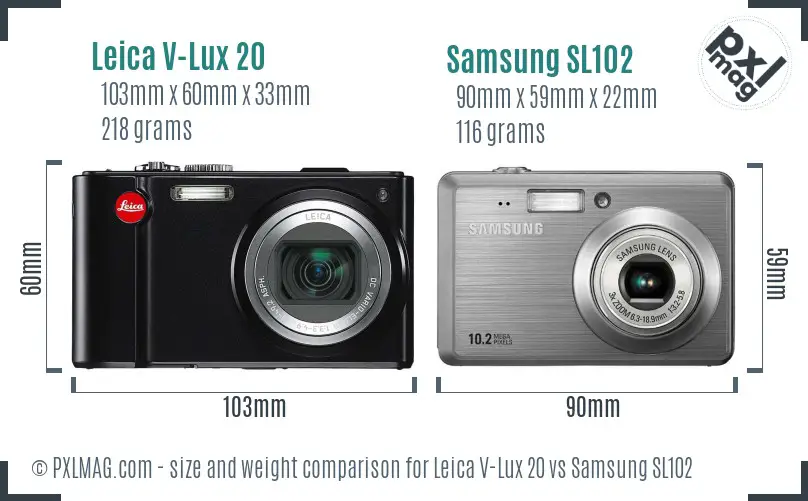 Leica V-Lux 20 vs Samsung SL102 size comparison Leica V-Lux 20 vs Samsung SL102 size comparison