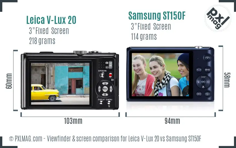 Leica V-Lux 20 vs Samsung ST150F Screen and Viewfinder comparison