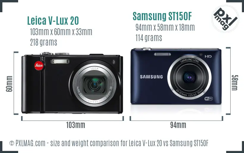 Leica V-Lux 20 vs Samsung ST150F size comparison