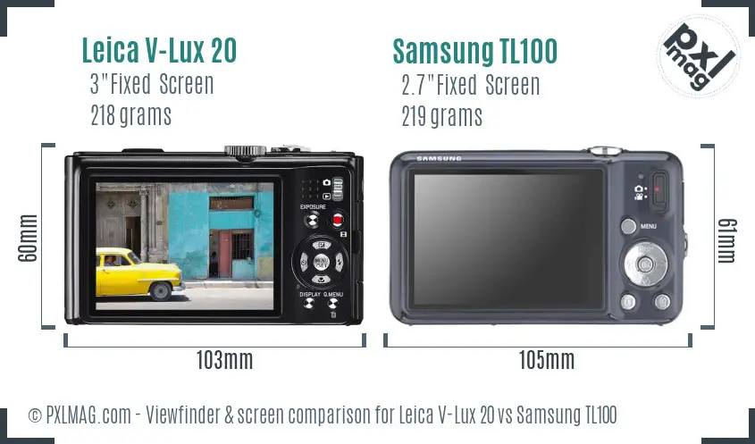 Leica V-Lux 20 vs Samsung TL100 Screen and Viewfinder comparison Leica V-Lux 20 vs Samsung TL100 Screen and Viewfinder comparison