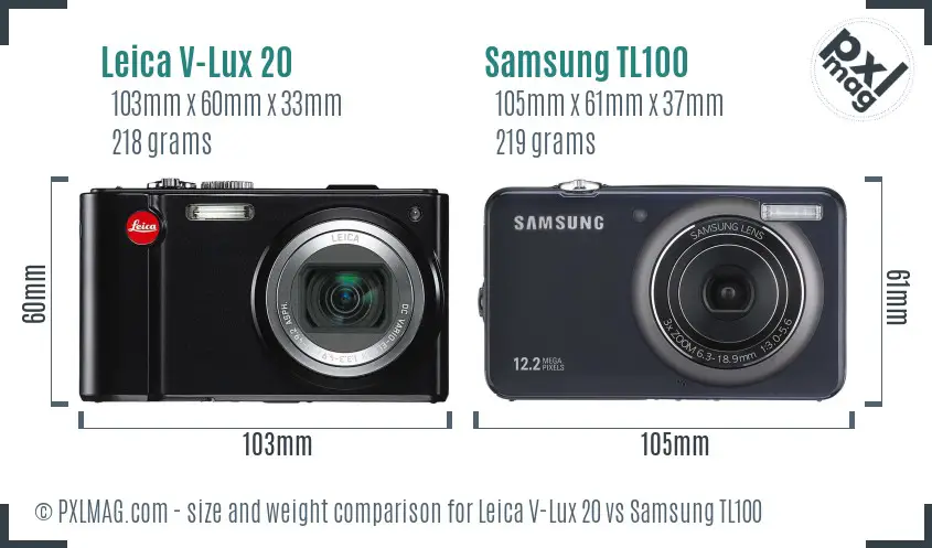 Leica V-Lux 20 vs Samsung TL100 size comparison Leica V-Lux 20 vs Samsung TL100 size comparison