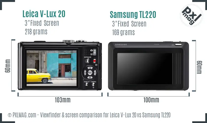 Leica V-Lux 20 vs Samsung TL220 Screen and Viewfinder comparison