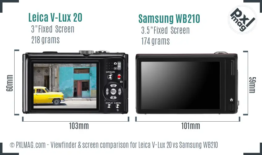 Leica V-Lux 20 vs Samsung WB210 Screen and Viewfinder comparison Leica V-Lux 20 vs Samsung WB210 Screen and Viewfinder comparison