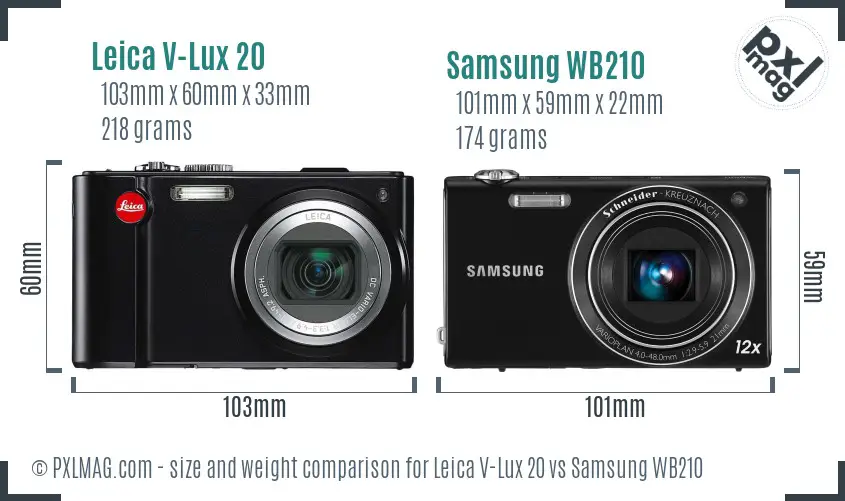 Leica V-Lux 20 vs Samsung WB210 size comparison Leica V-Lux 20 vs Samsung WB210 size comparison