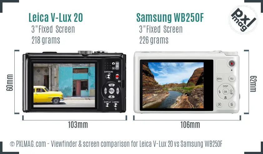 Leica V-Lux 20 vs Samsung WB250F Screen and Viewfinder comparison Leica V-Lux 20 vs Samsung WB250F Screen and Viewfinder comparison