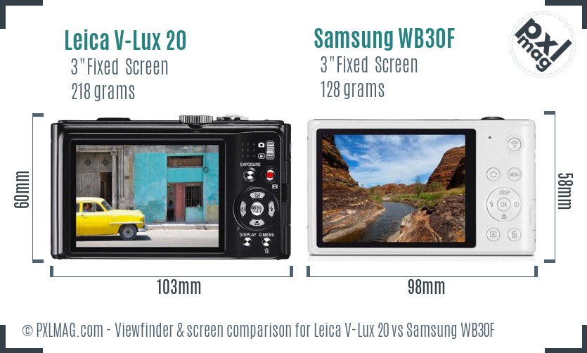 Leica V-Lux 20 vs Samsung WB30F Screen and Viewfinder comparison