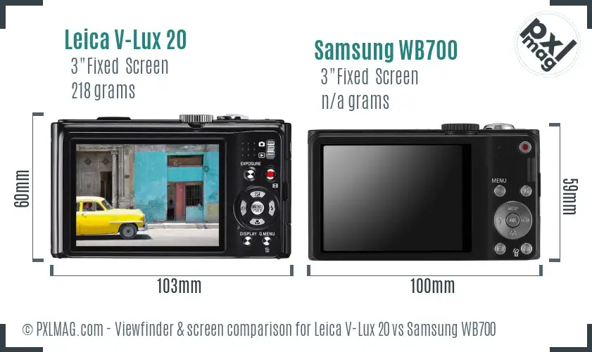 Leica V-Lux 20 vs Samsung WB700 Screen and Viewfinder comparison