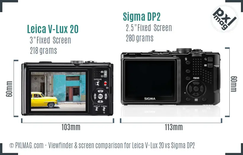 Leica V-Lux 20 vs Sigma DP2 Screen and Viewfinder comparison