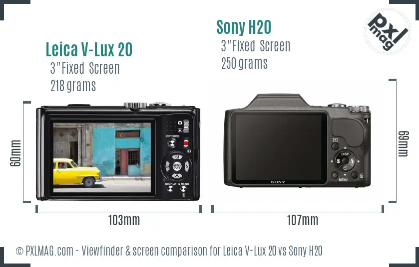 Leica V-Lux 20 vs Sony H20 Screen and Viewfinder comparison Leica V-Lux 20 vs Sony H20 Screen and Viewfinder comparison