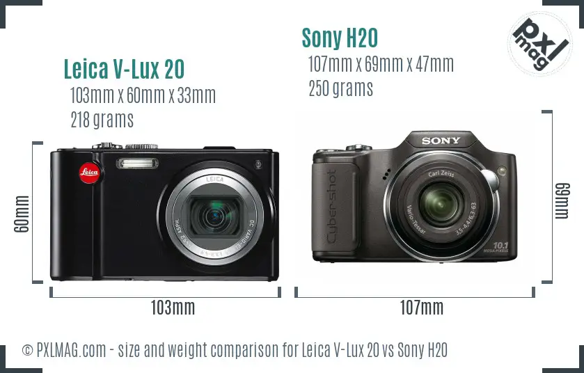 Leica V-Lux 20 vs Sony H20 size comparison Leica V-Lux 20 vs Sony H20 size comparison