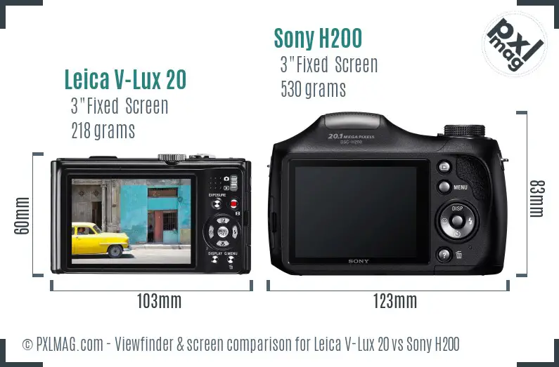 Leica V-Lux 20 vs Sony H200 Screen and Viewfinder comparison Leica V-Lux 20 vs Sony H200 Screen and Viewfinder comparison