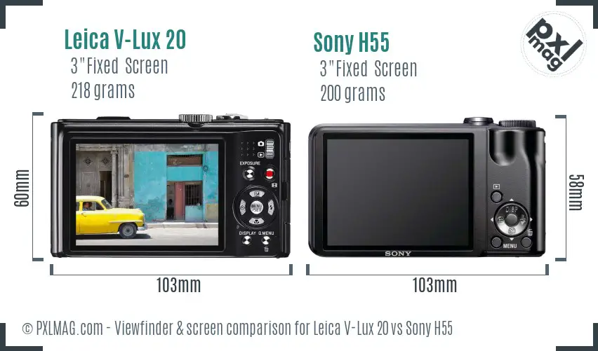 Leica V-Lux 20 vs Sony H55 Screen and Viewfinder comparison Leica V-Lux 20 vs Sony H55 Screen and Viewfinder comparison