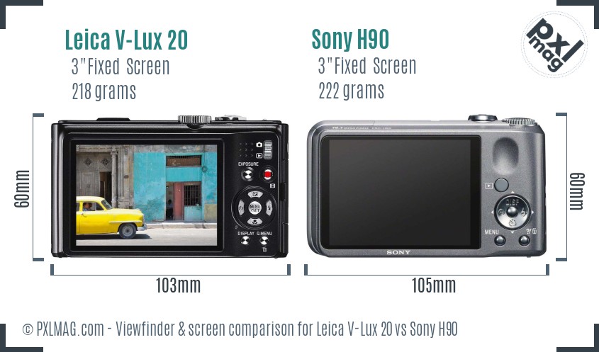 Leica V-Lux 20 vs Sony H90 Screen and Viewfinder comparison