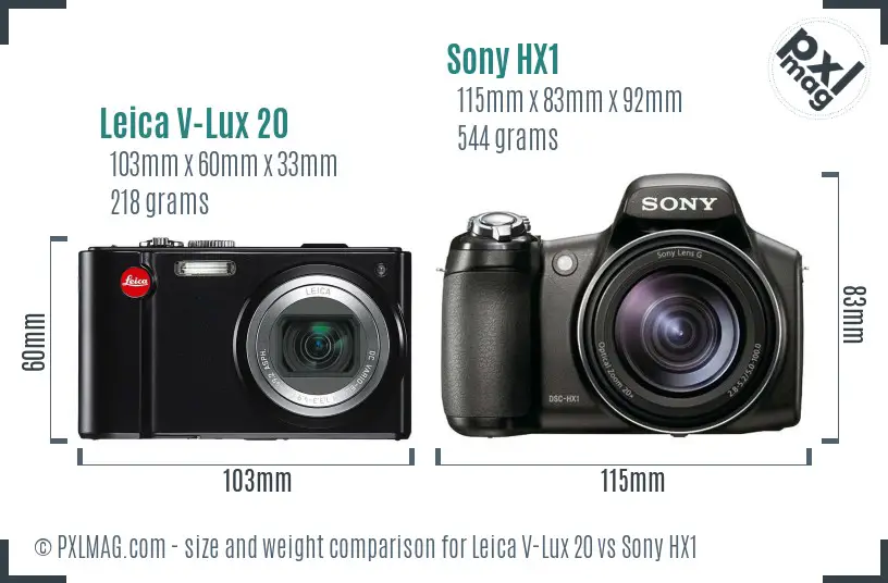 Leica V-Lux 20 vs Sony HX1 size comparison Leica V-Lux 20 vs Sony HX1 size comparison