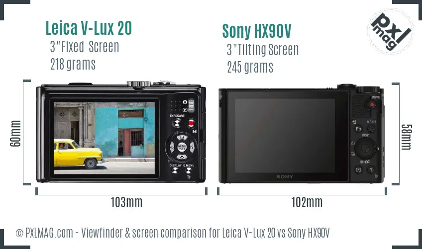 Leica V-Lux 20 vs Sony HX90V Screen and Viewfinder comparison
