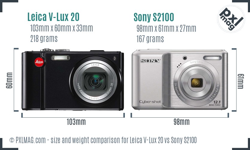 Leica V-Lux 20 vs Sony S2100 size comparison Leica V-Lux 20 vs Sony S2100 size comparison