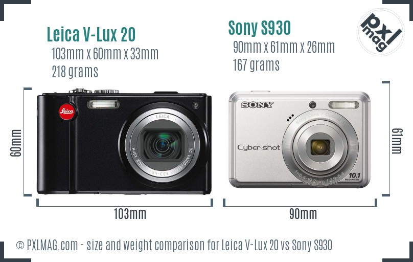 Leica V-Lux 20 vs Sony S930 size comparison