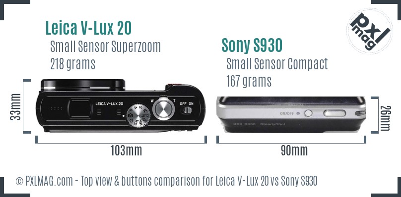 Leica V-Lux 20 vs Sony S930 top view buttons comparison