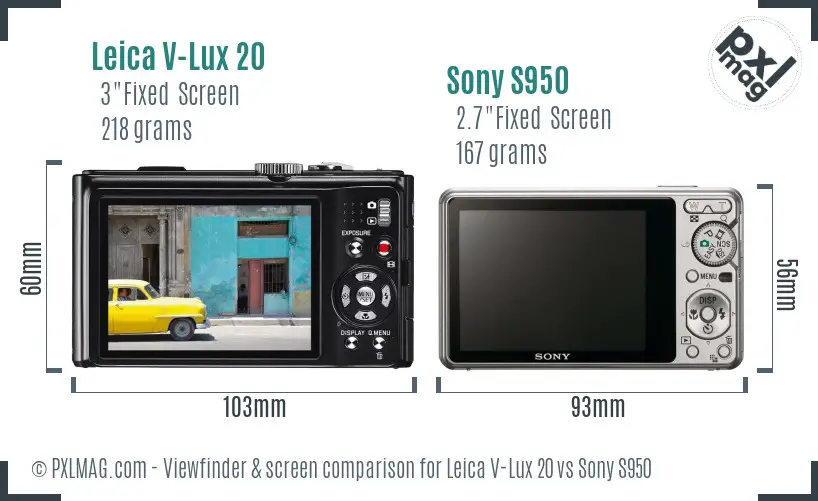 Leica V-Lux 20 vs Sony S950 Screen and Viewfinder comparison