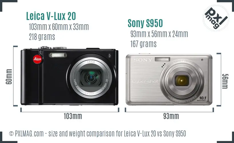 Leica V-Lux 20 vs Sony S950 size comparison