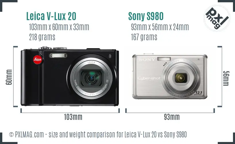 Leica V-Lux 20 vs Sony S980 size comparison