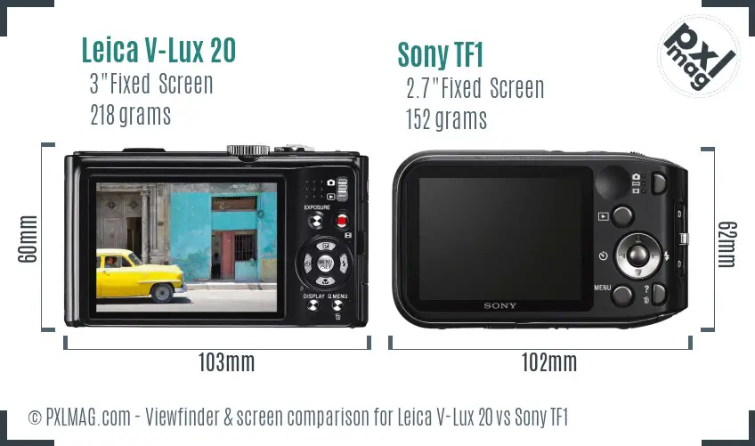 Leica V-Lux 20 vs Sony TF1 Screen and Viewfinder comparison