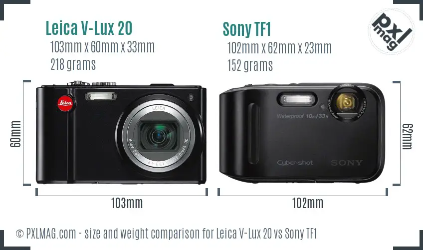 Leica V-Lux 20 vs Sony TF1 size comparison Leica V-Lux 20 vs Sony TF1 size comparison