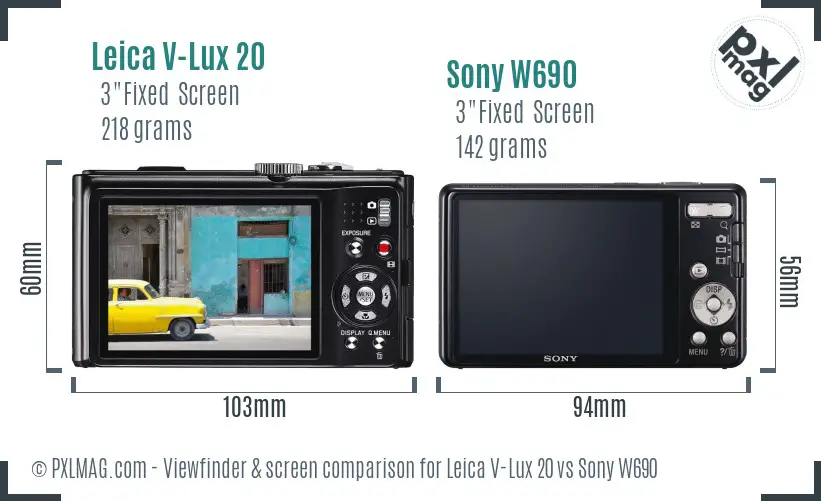 Leica V-Lux 20 vs Sony W690 Screen and Viewfinder comparison
