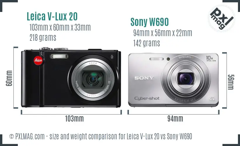 Leica V-Lux 20 vs Sony W690 size comparison
