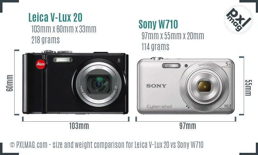 Leica V-Lux 20 vs Sony W710 size comparison Leica V-Lux 20 vs Sony W710 size comparison