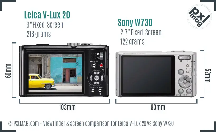 Leica V-Lux 20 vs Sony W730 Screen and Viewfinder comparison Leica V-Lux 20 vs Sony W730 Screen and Viewfinder comparison